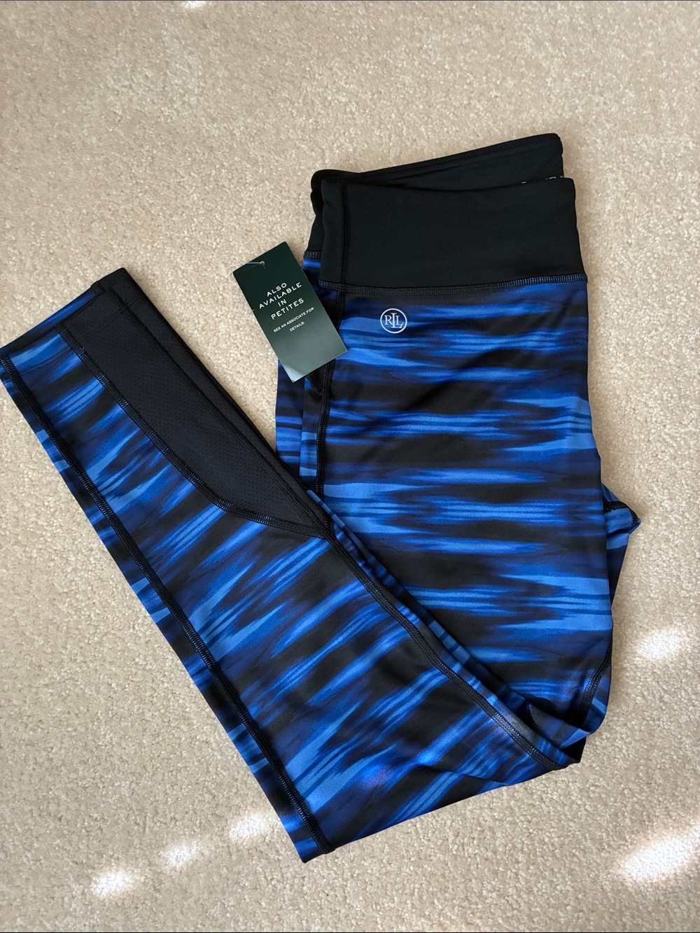 Ralph Lauren Black and Blue Motion-Print Women’s Leggings